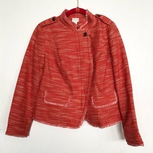 Chico’s Tweed Blazer/Moto Jacket in Orange